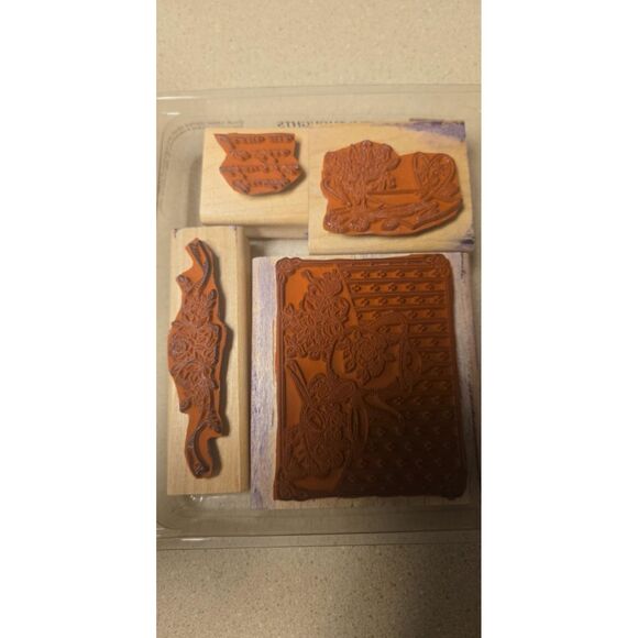 Stampin Up Gentle Thoughts 4 Piece Tea Hostess Set Mount Wood Set Retired - Picture 3 of 4